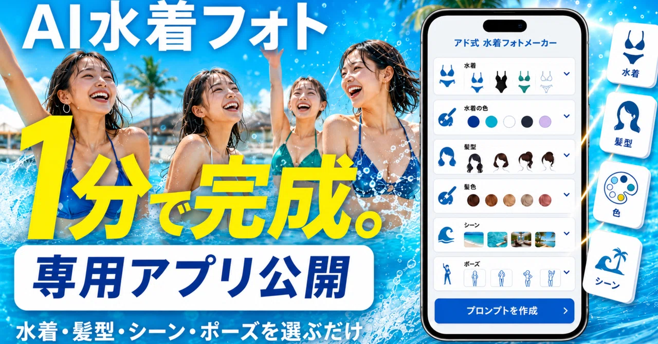 AI Swimsuit Photos, Completed in 1 Minute. [Dedicated App Released]｜アド