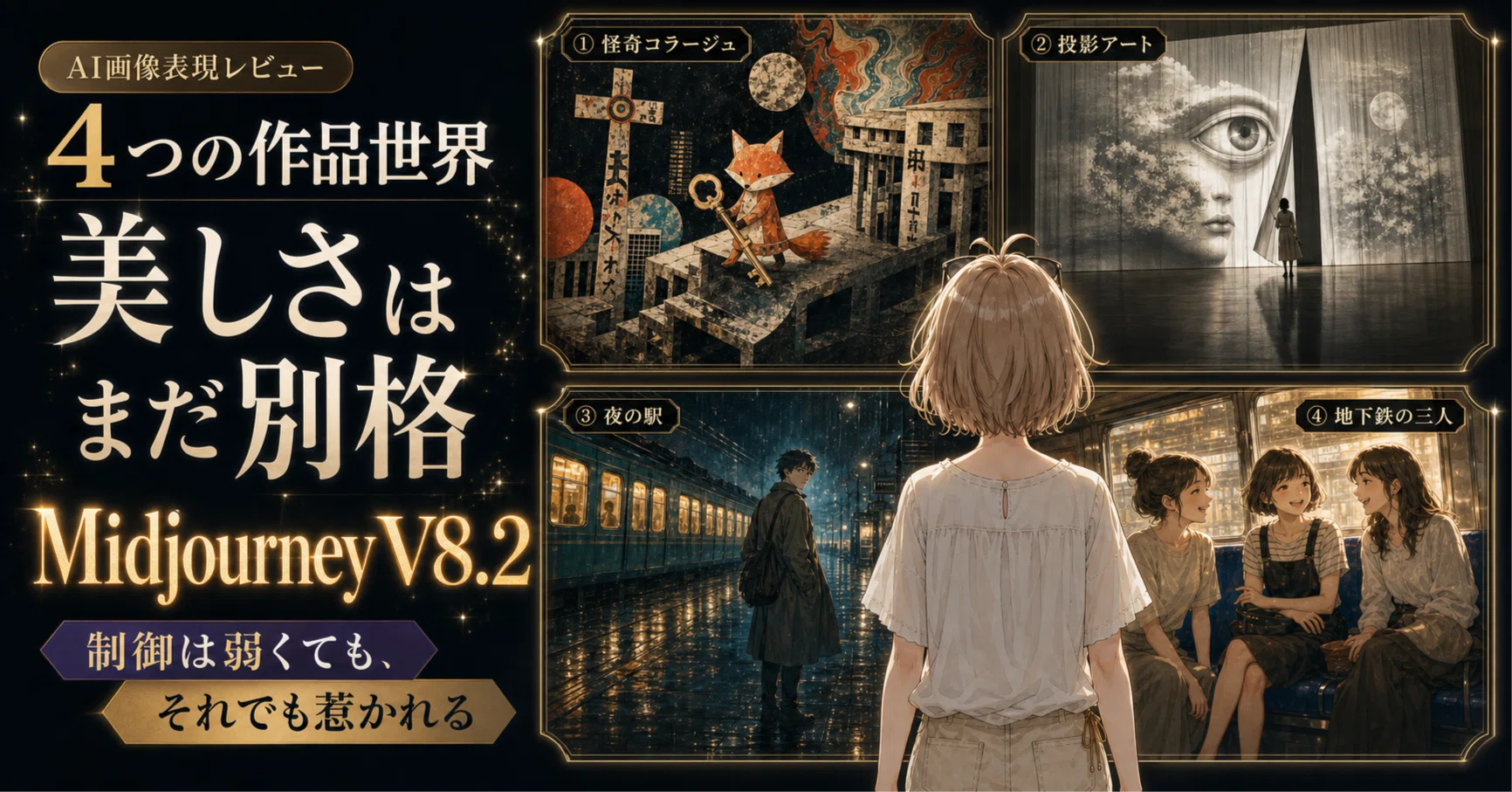 【No.4アイドル】絵　写真プリント aiアート　Midjourney Midjourney V8.2で描く4つの作品世界｜制御は弱くても、美しさはまだ