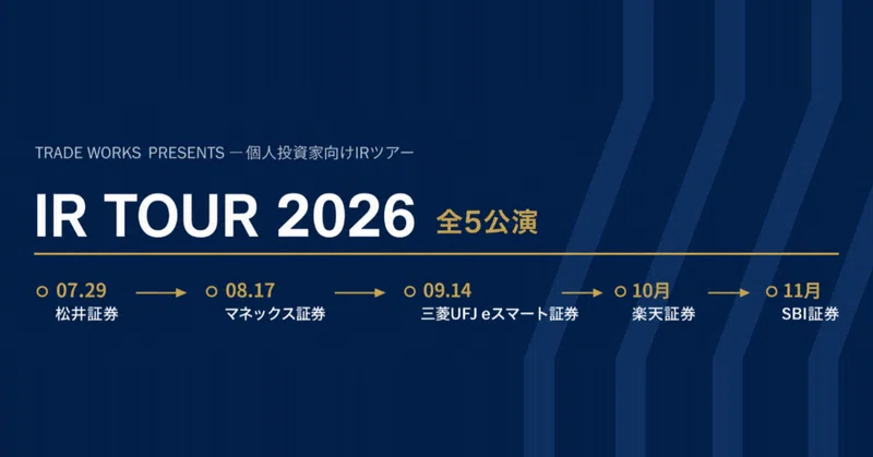 証券の“裏側”を作ってきた会社が、表舞台に立つ。個人投資家向けIRツアー『TRADE WORKS IR TOUR 2026』開催のお知らせ