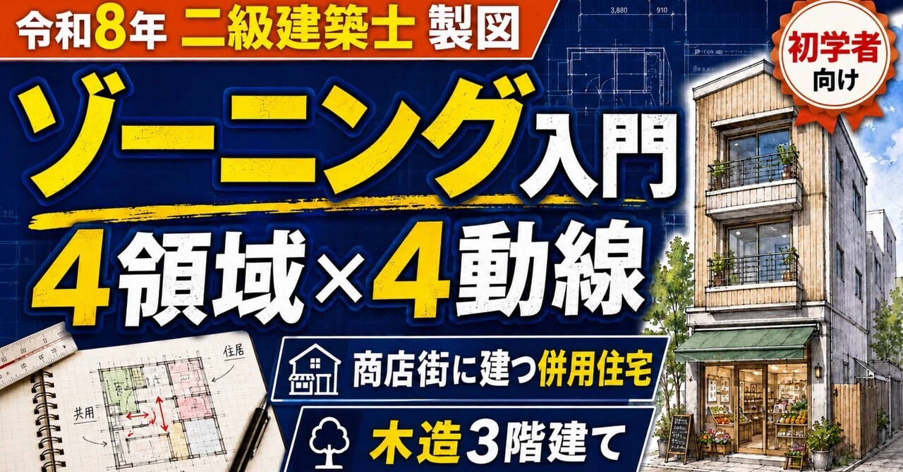 令和8年 二級建築士 製図試験 完全攻略｜併用住宅 木造3階｜独学合格
