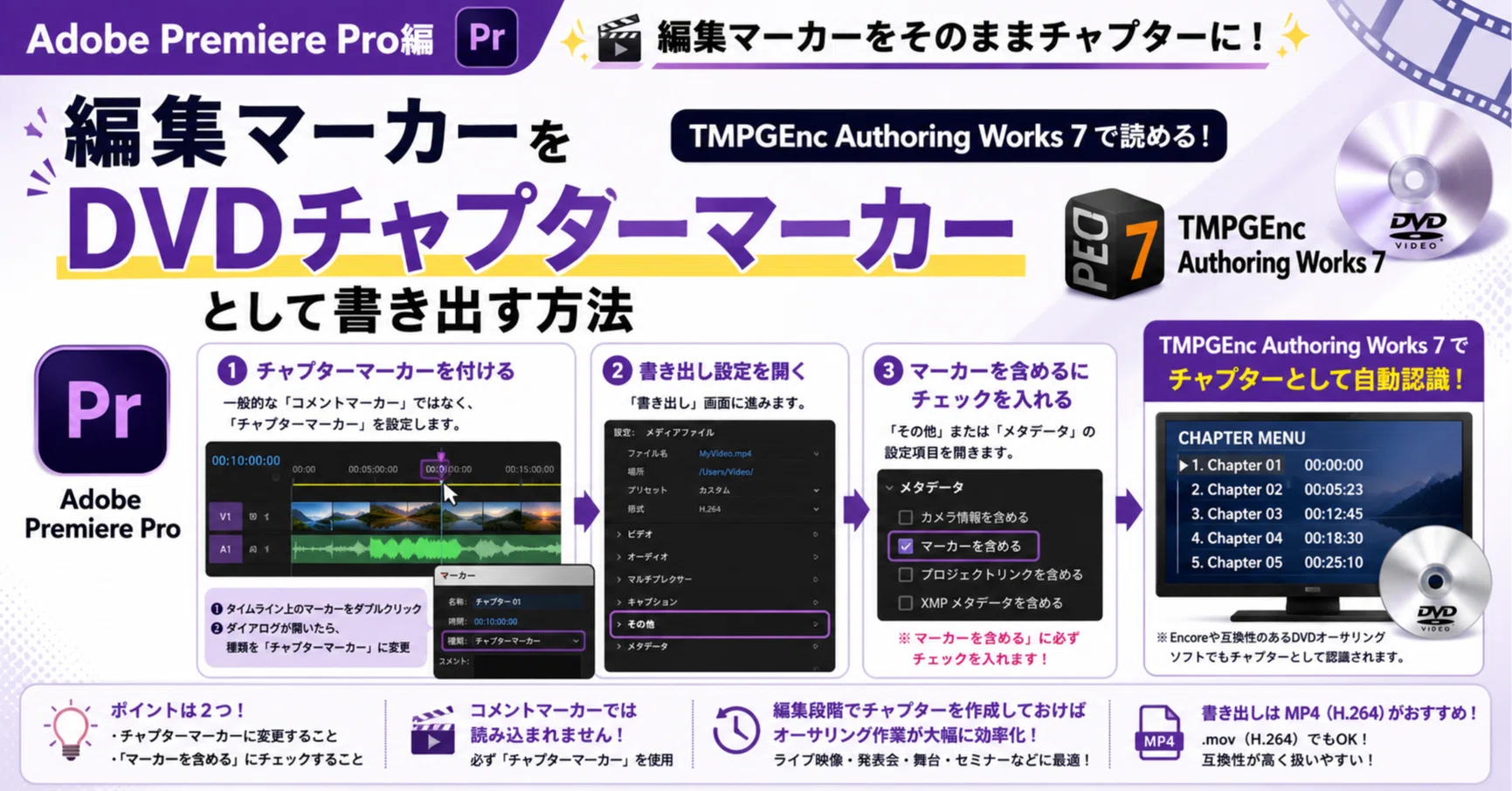🎬 編集マーカーをTMPGEnc Authoring Works 7で読めるDVDチャプター