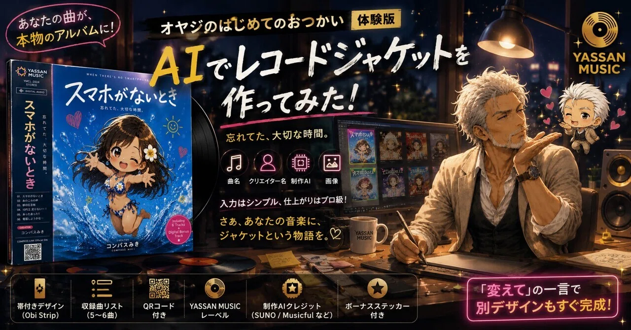 オヤジのはじめてのおつかい体験版｜AIが、本物のレコードジャケットを
