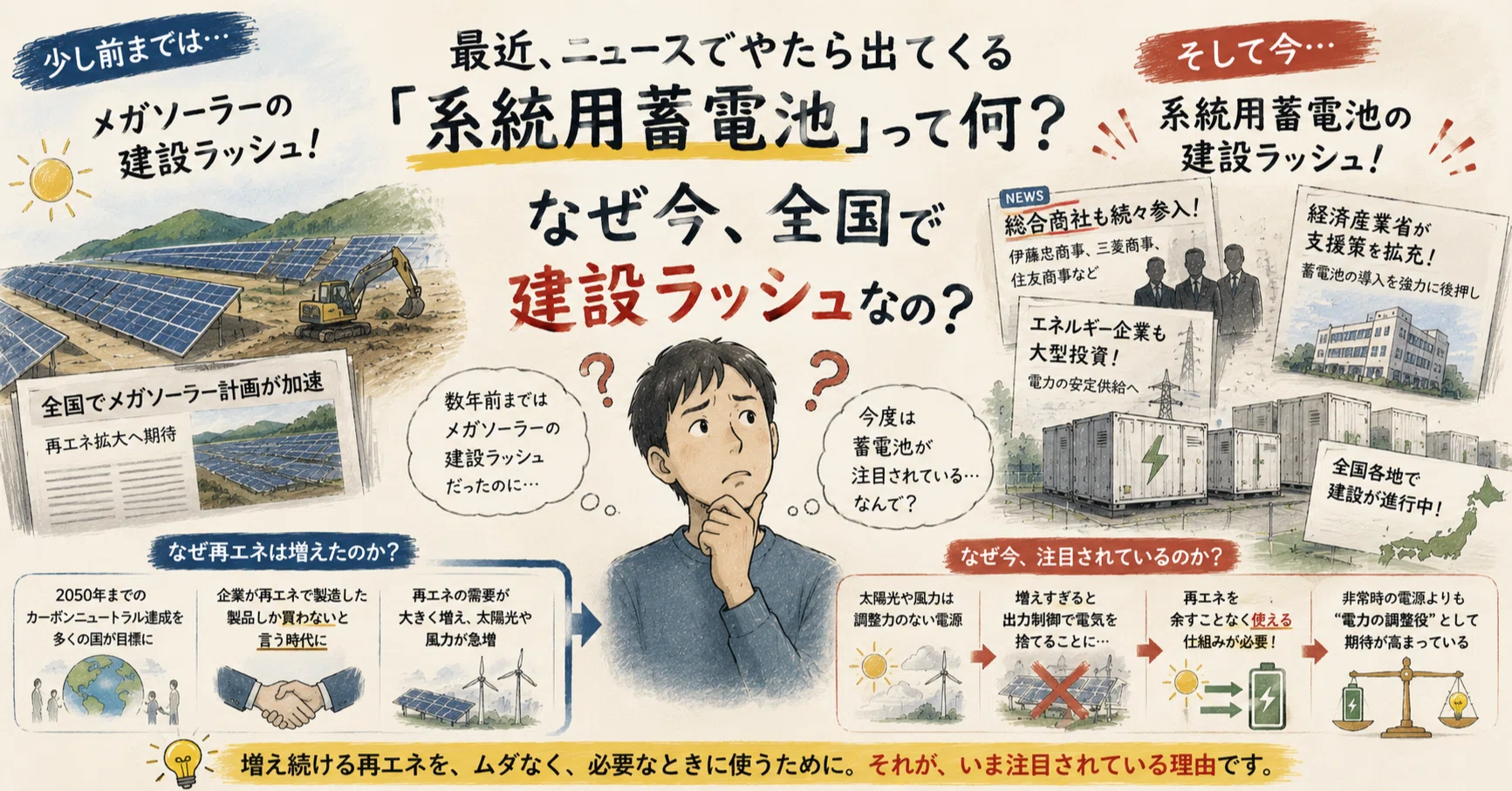 最近よく聞く「系統用蓄電池」って何？ なぜ今、全国で建設ラッシュが