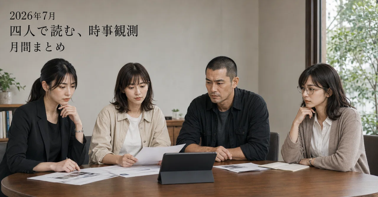 2026年7月を四人で読む――数字の外に残る暮らし｜時事観測・月間まとめ