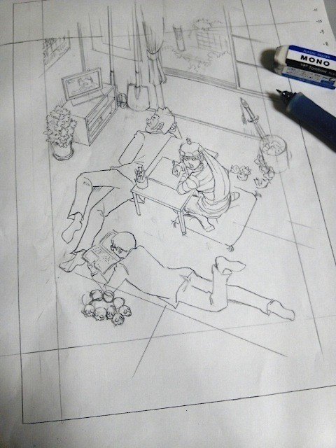 西向きマイルーム カバー絵 2 下描き 若狭たけし 漫画家 Note 西向きマイルーム カバー絵 2 下描き 若狭たけし 漫画家 Note