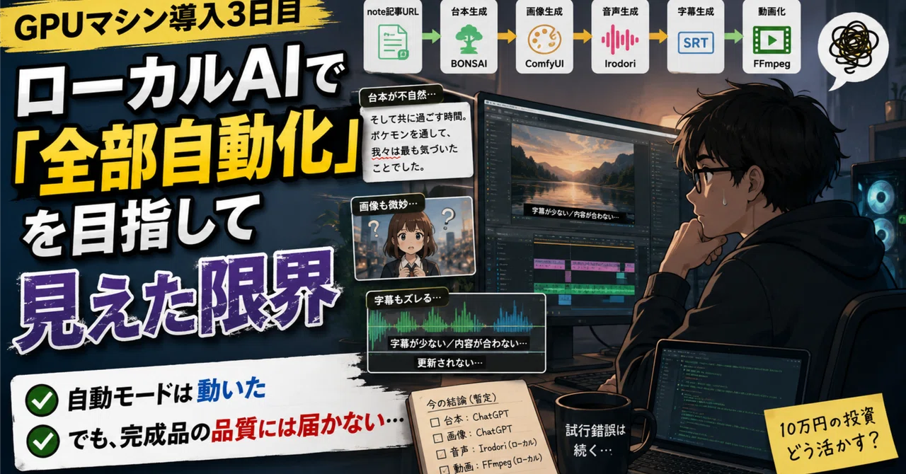 中古パソコン活用編①――ローカルAIで「全部自動化」を目指して見えた