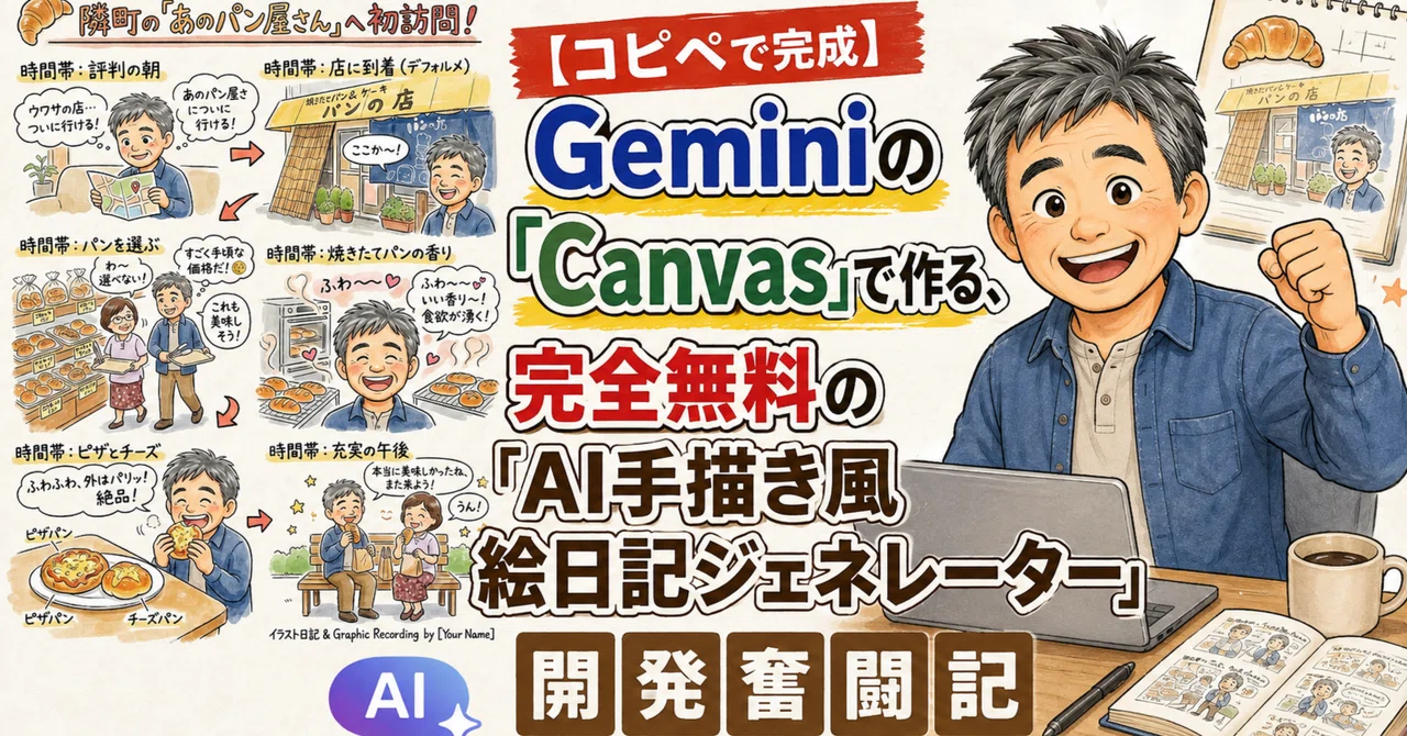 【コピペで完成】Geminiの「Canvas」で作る、完全無料の「AI手描き風絵日記ジェネレーター」開発奮闘記｜Silver LifeStyle