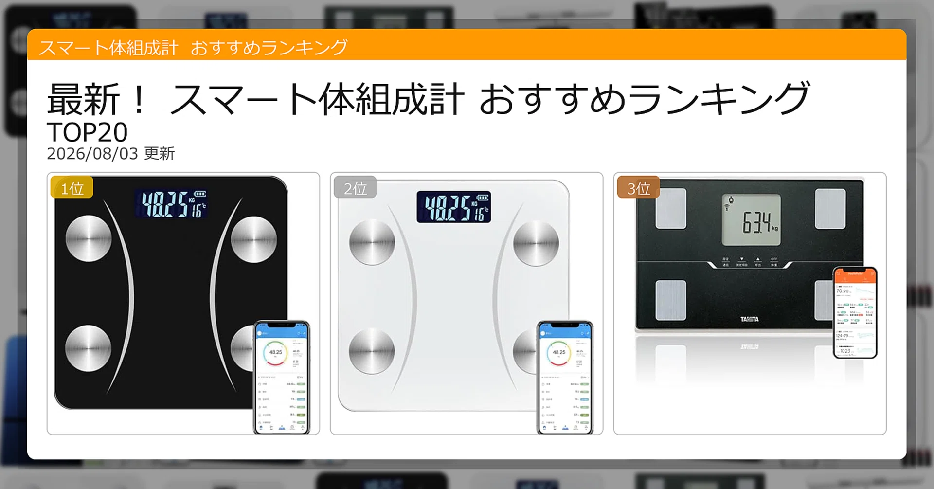 最新！スマート体組成計おすすめランキングTOP20（2026年08月