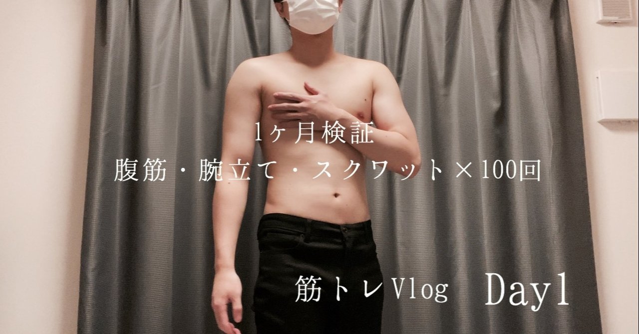 筋トレ初心者大学生が1ヶ月 毎日腹筋 腕立て スクワット100回したらどれくらい筋肉がつくのか Day１ Ken 大学生筋トレvlogger Note