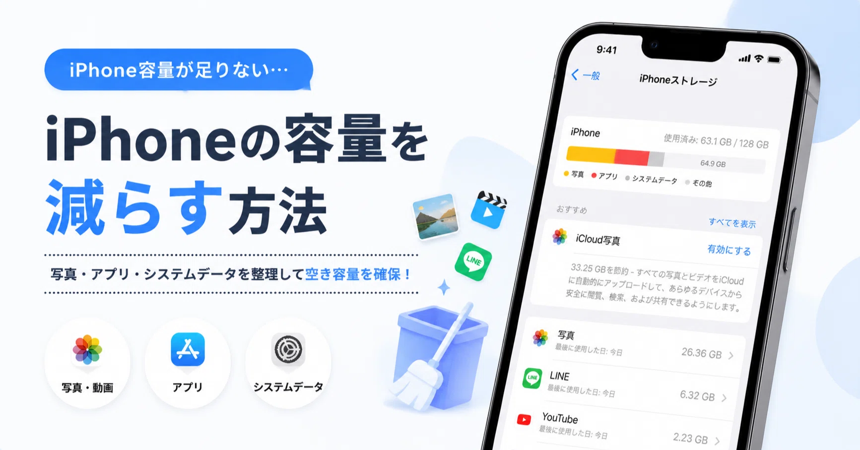 iphone ストレージ 減らす