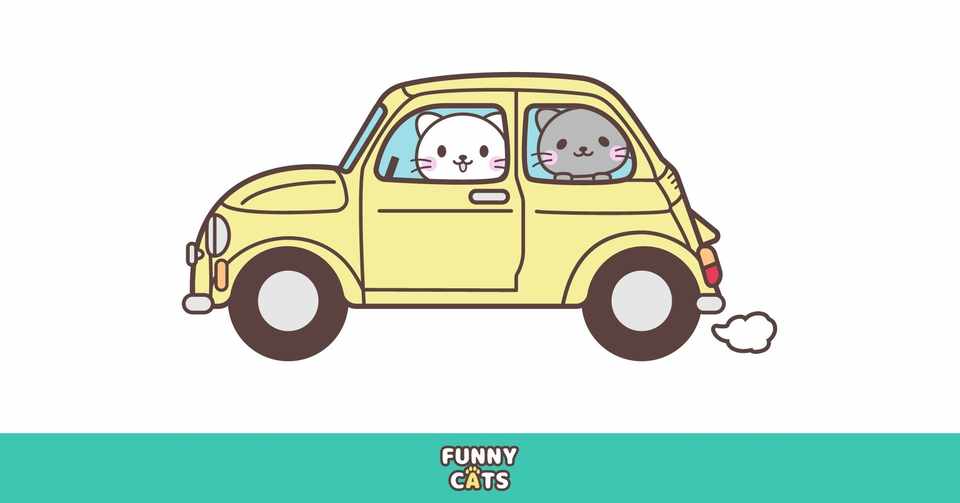 Note見出し用イラスト 車でお出掛けする猫達 コーヘーズ Note