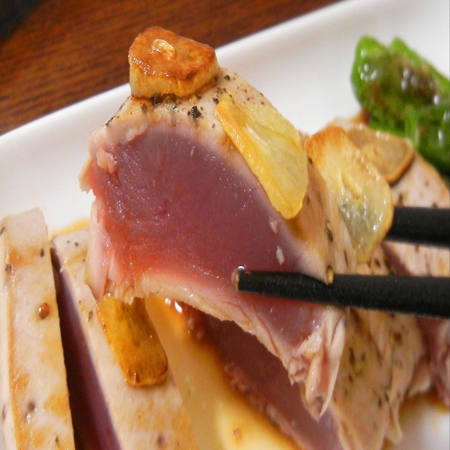 水曜日の一杯に まぐろのガーリックレアステーキ あや Note