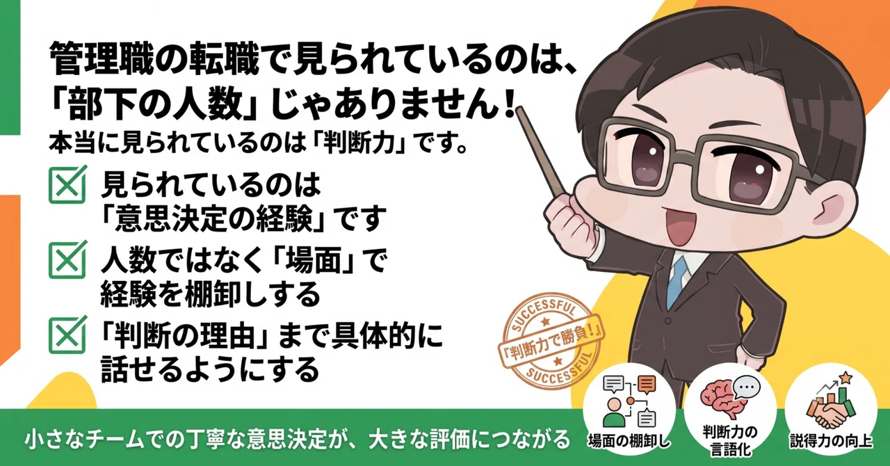 管理職の転職で見られているのは、部下の人数じゃありません。|スガケン|採用者の心をがっちり掴む転職術
