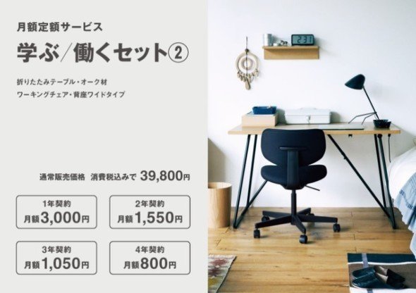 無印良品もサブスクリプションサービスに参画かー 無印の家具やインテリアを月額料金で使える 例えば 折りたたみテーブル とワーキングチェアセットだと 1年で月3000円 4年だと800円 大学入学した人をタ ため 北海道のitエンジニア Note 無印良品もサブスクリプションサービスに参画かー 無印の家具やインテリアを月額料金で使える 例えば 折りたたみテーブル とワーキングチェアセットだと 1年で月3000円 4年だと800円 大学入学した人をタ ため 北海道のitエンジニア Note