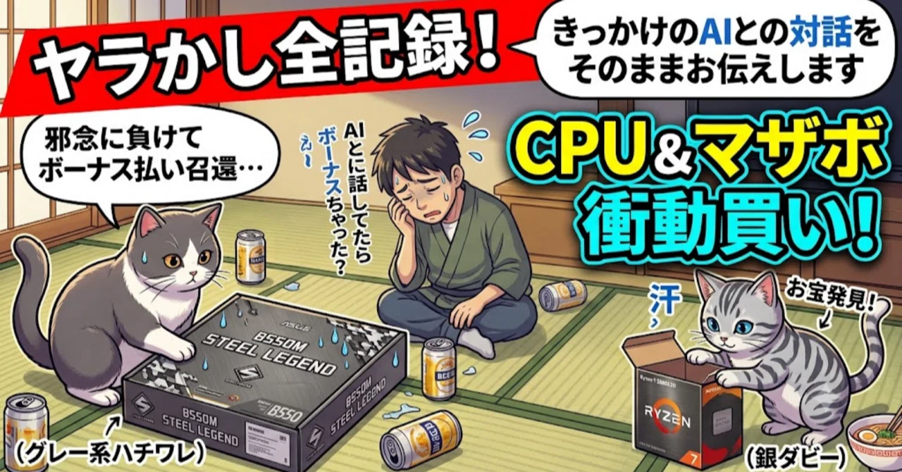 CPUとマザボの衝動買いというヤラかし行為を伝えたかったが、きっかけ