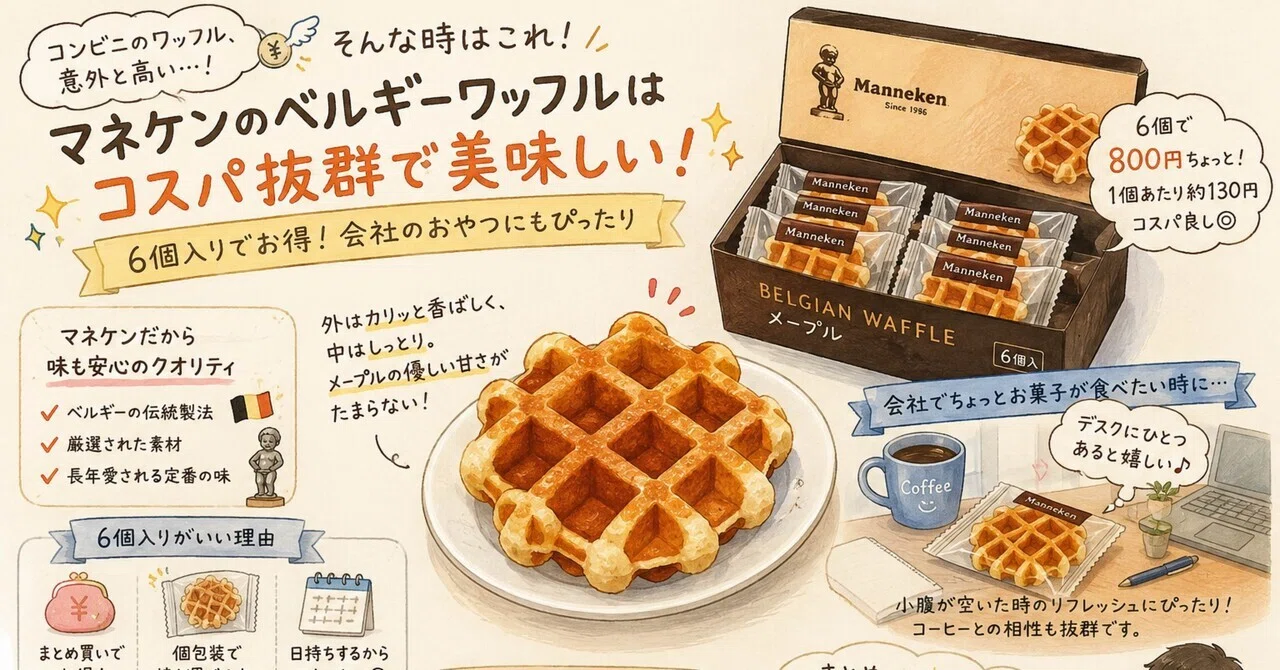 マネケンのベルギーワッフルはコスパ抜群！会社のおやつにもおすすめ