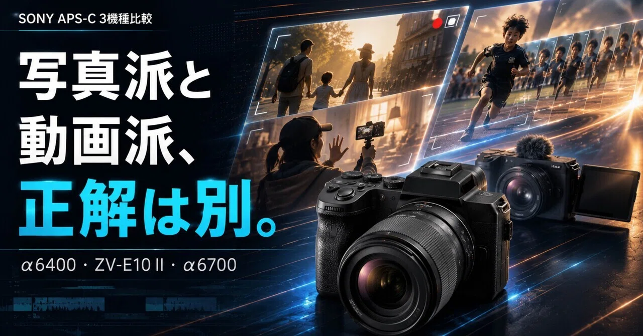 SONY α6400・ZV-E10 II・α6700はどれ？写真・動画・子ども撮影で初心者