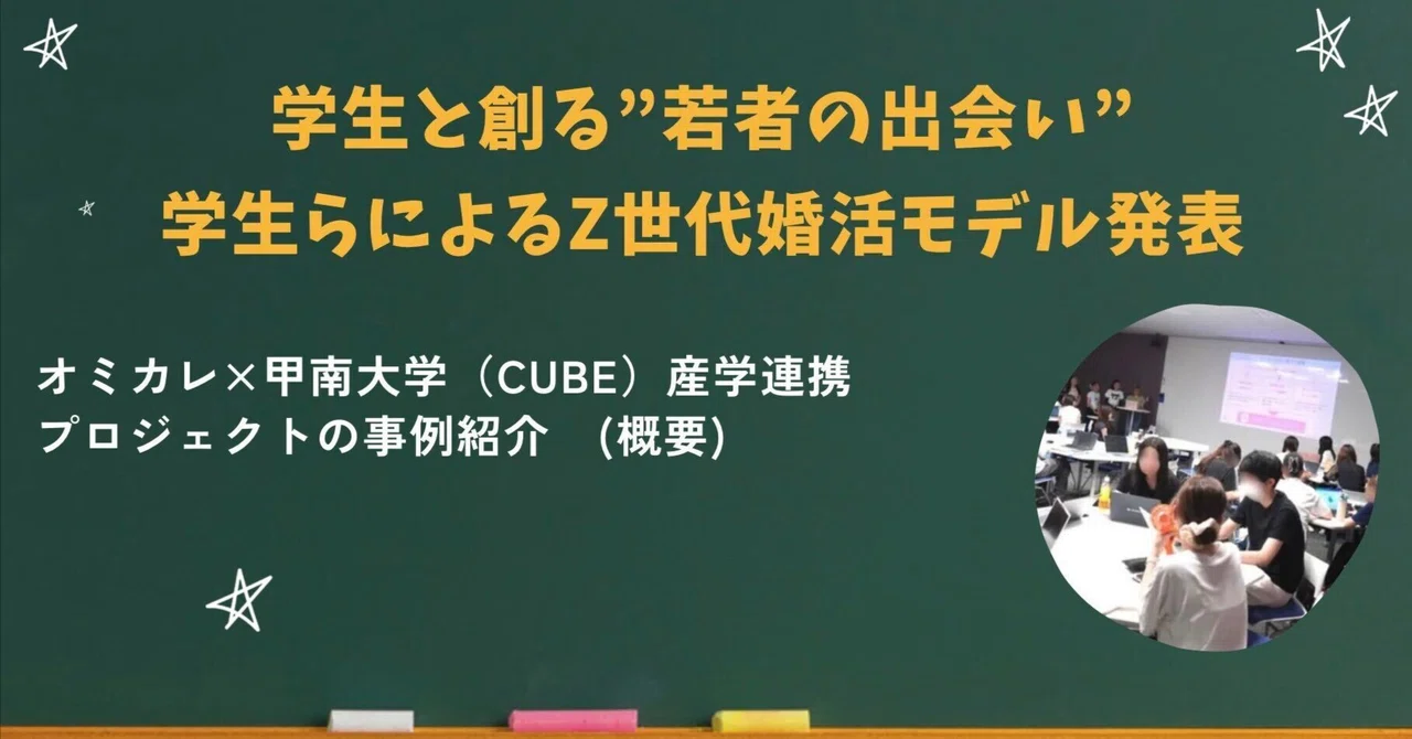 【産学連携紹介⑲】学生と創る"若者の出会い"学生らによるZ世代婚活モデル発表 オミカレ✖甲南大学（CUBE）産学連携 プロジェクトの事例紹介（概要）