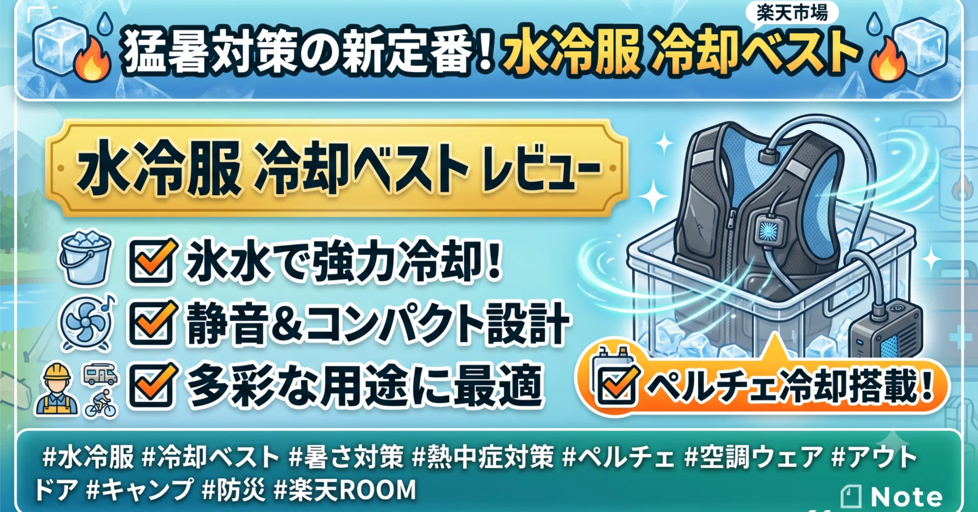 水冷服 冷却ベスト レビュー｜ペルチェ冷却×水循環で猛暑対策！屋外