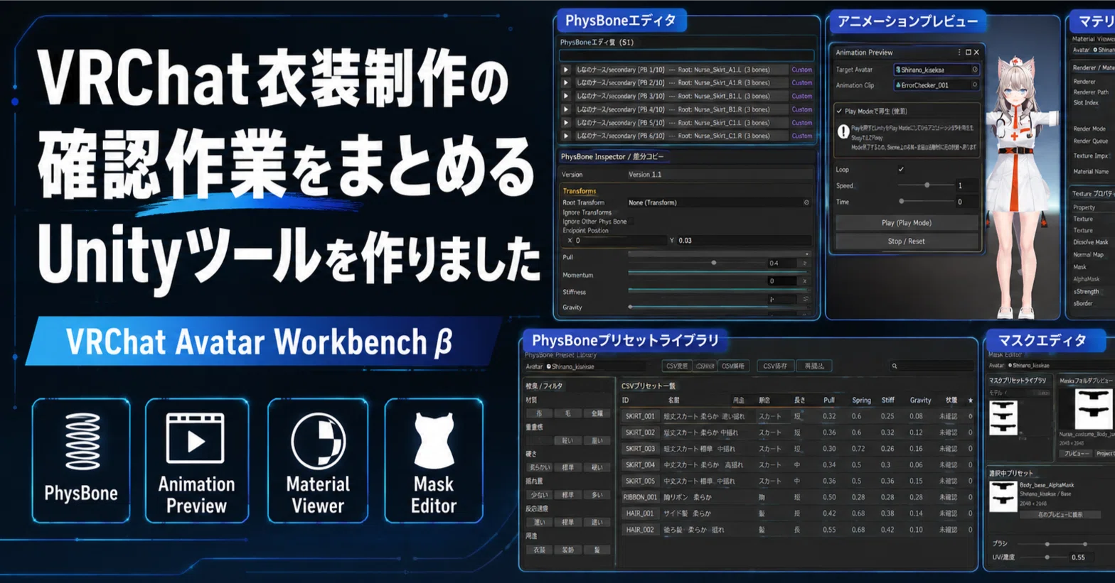 衣装確認用 VRChat衣装制作の確認作業をまとめるUnityツールを作りました｜Asunaro0000