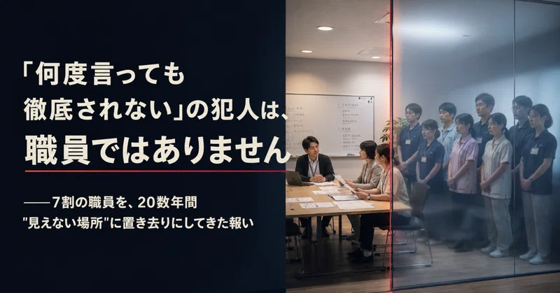 「何度言っても徹底されない」の犯人は、職員ではありません――7割の職員を、20数年間"見えない場所"に置き去りにしてきた報い eyecatch