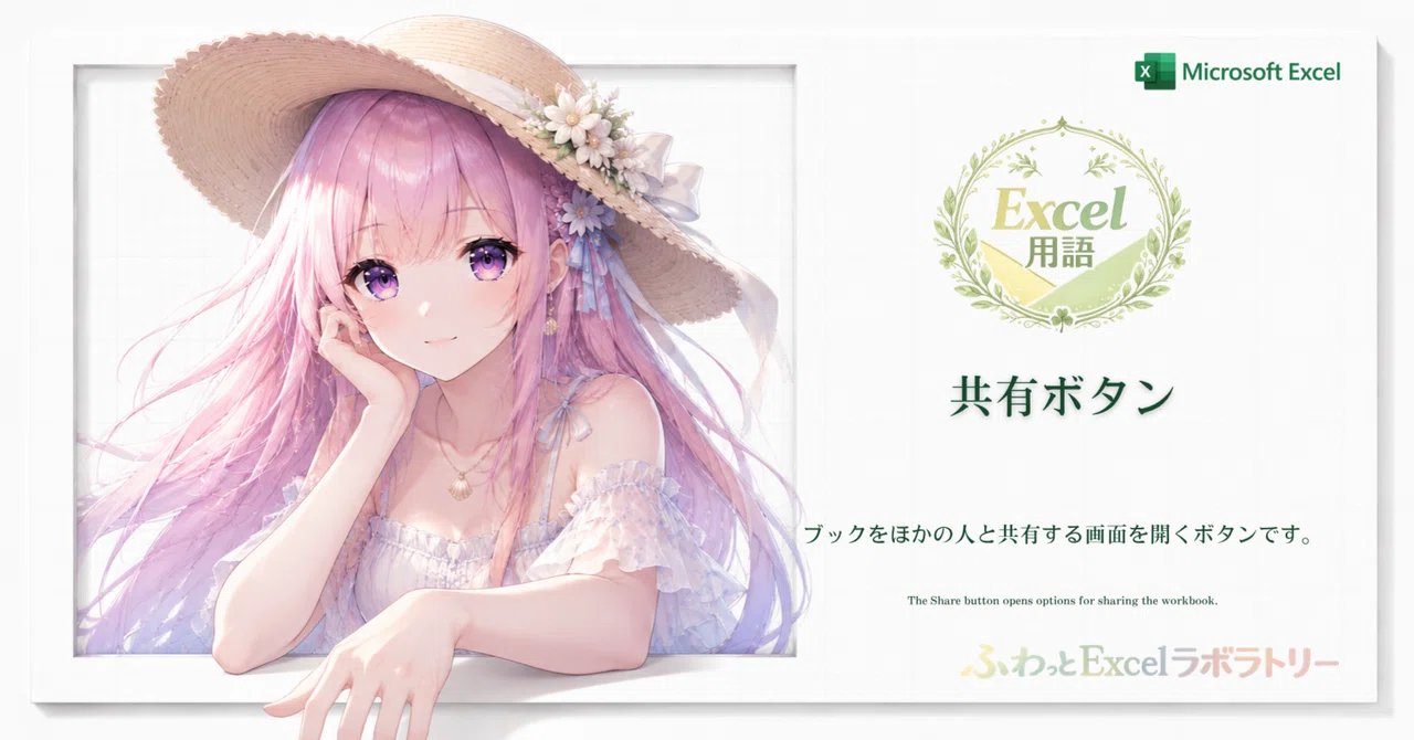 Excel用語｜共有ボタン（バックステージビュー）｜ぱすてる