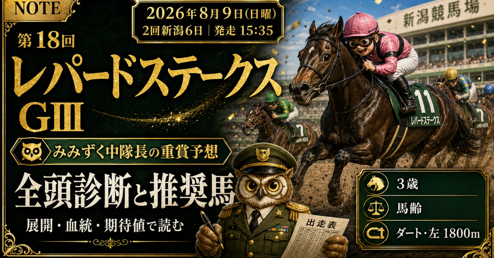 8/9 新潟7R【第18回レパードステークスGⅢ】全頭評価｜この馬がいい