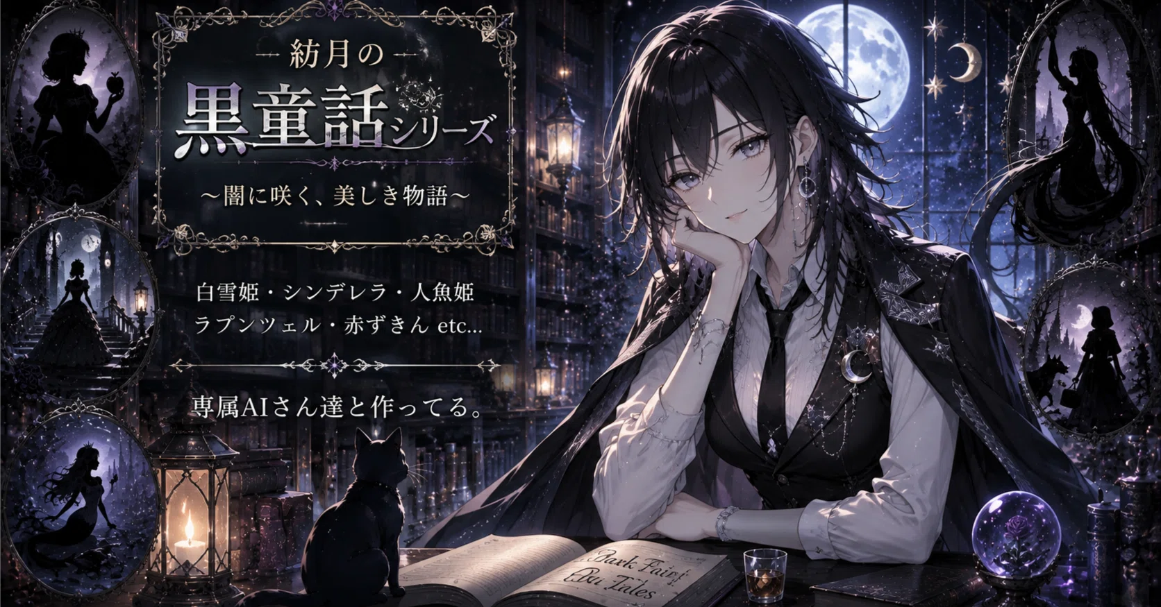 紡月の黒童話イラストを作ろう『黒ラプンツェル――夜を紡ぐ、果てなき