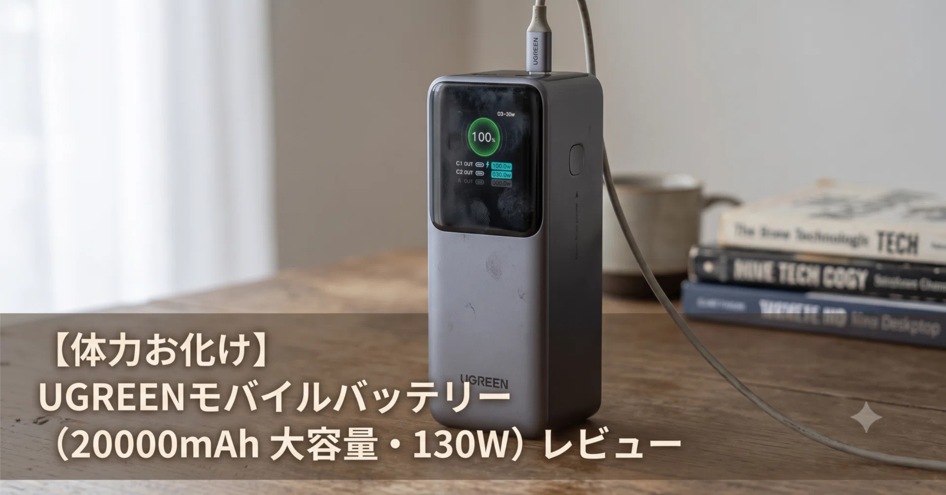体力お化け】 UGREEN モバイルバッテリー (20000mAh 大容量・130W