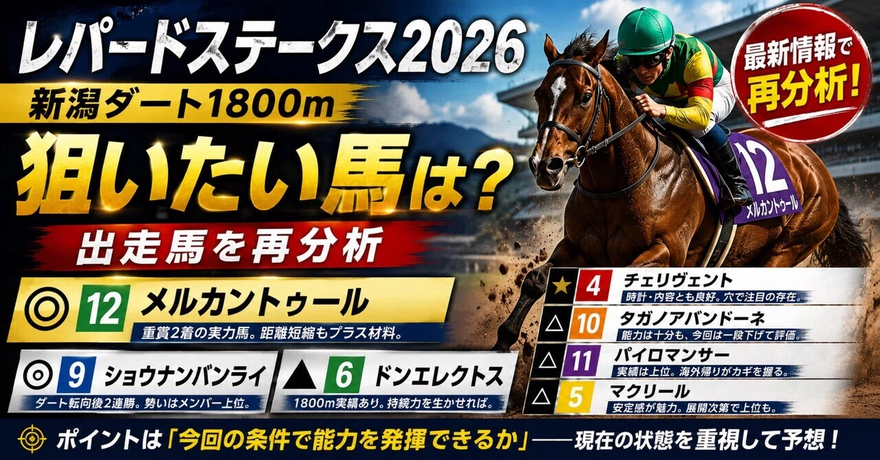 レパードステークス2026】新潟ダート1800mで狙いたい馬は？｜藍田 陸生