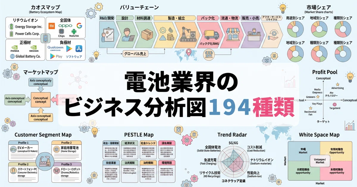 電池・バッテリー業界を10図で俯瞰｜カオスマップ・市場シェア