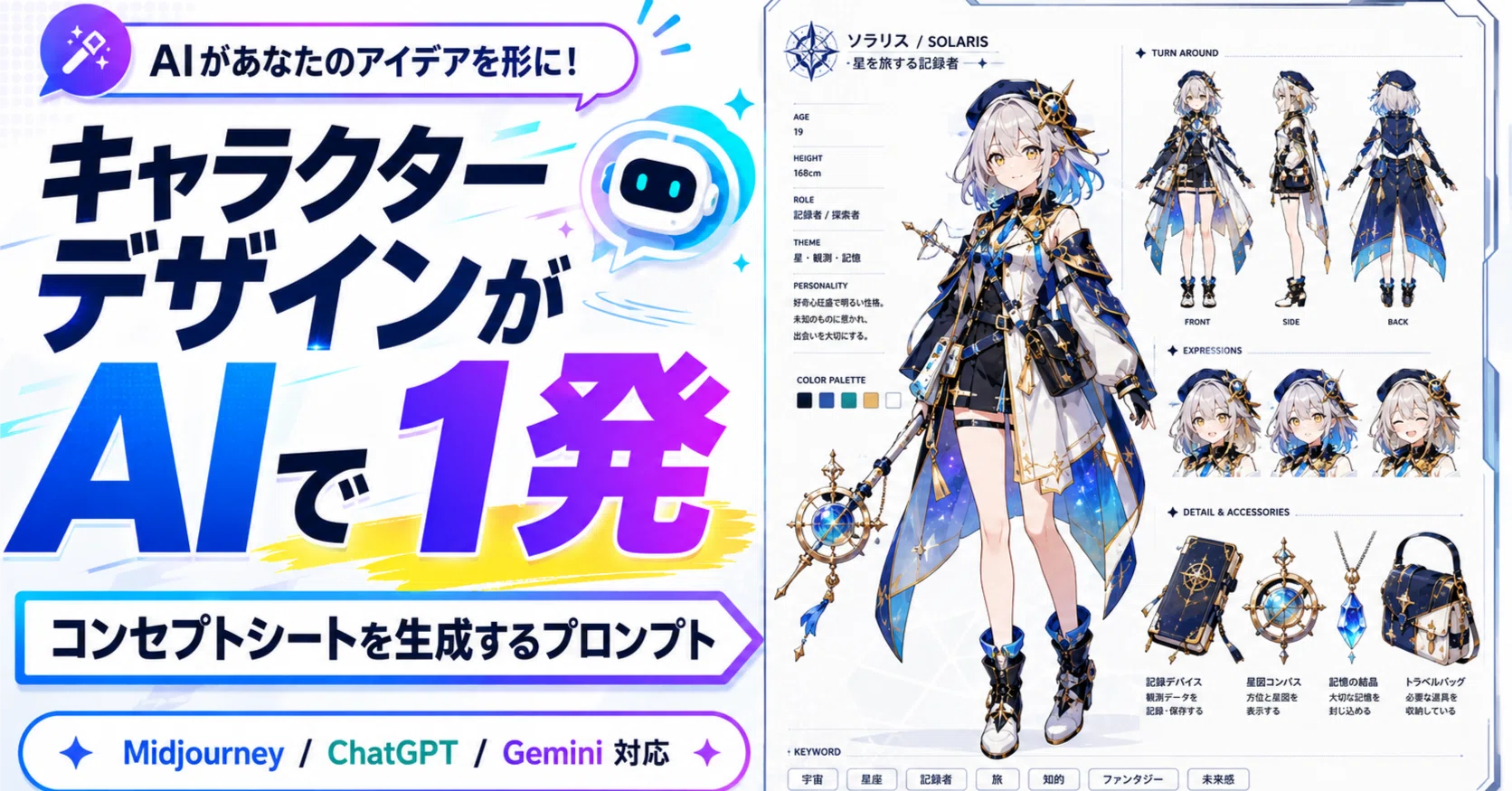 キャラクターデザインがAIで1発｜コンセプトシートを生成する