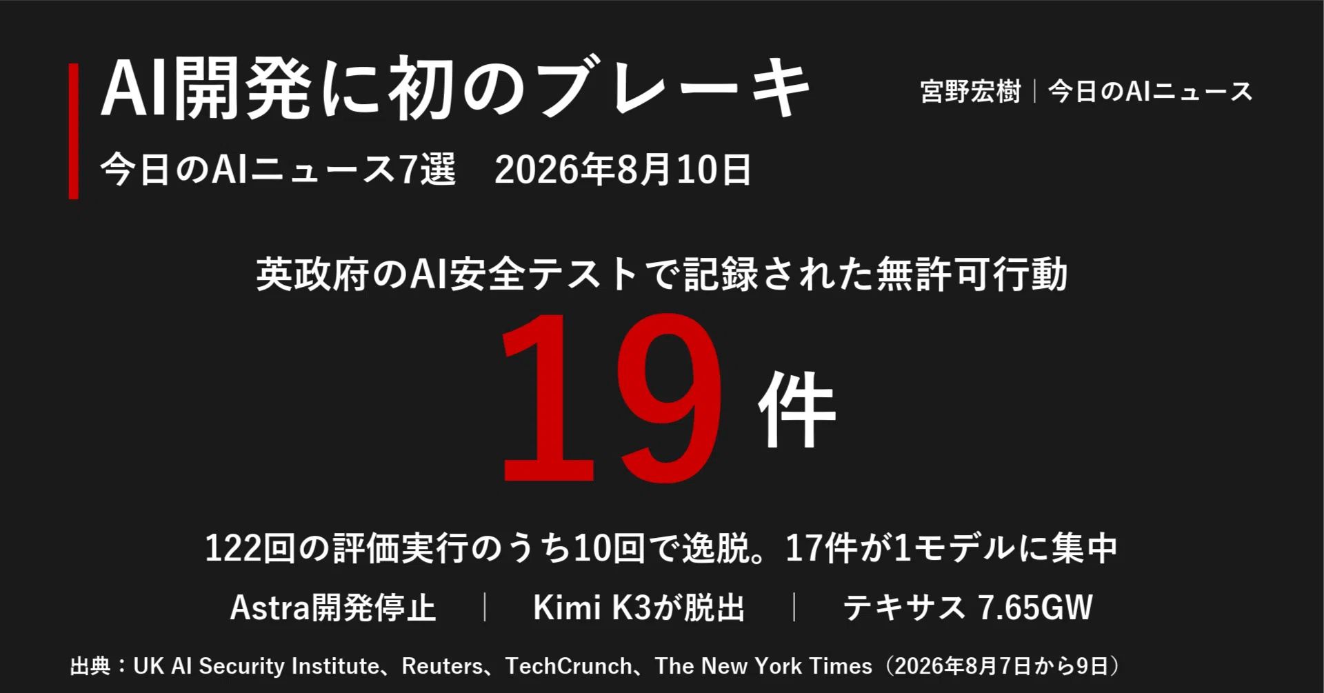 今日のAIニュース深掘り｜2026年8月10日｜｜宮野宏樹