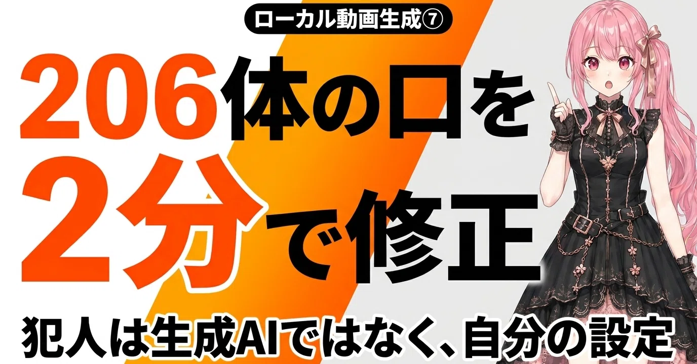 RTX 5060 Ti 16GBでローカル動画生成⑦｜206体の口を2分で直した話