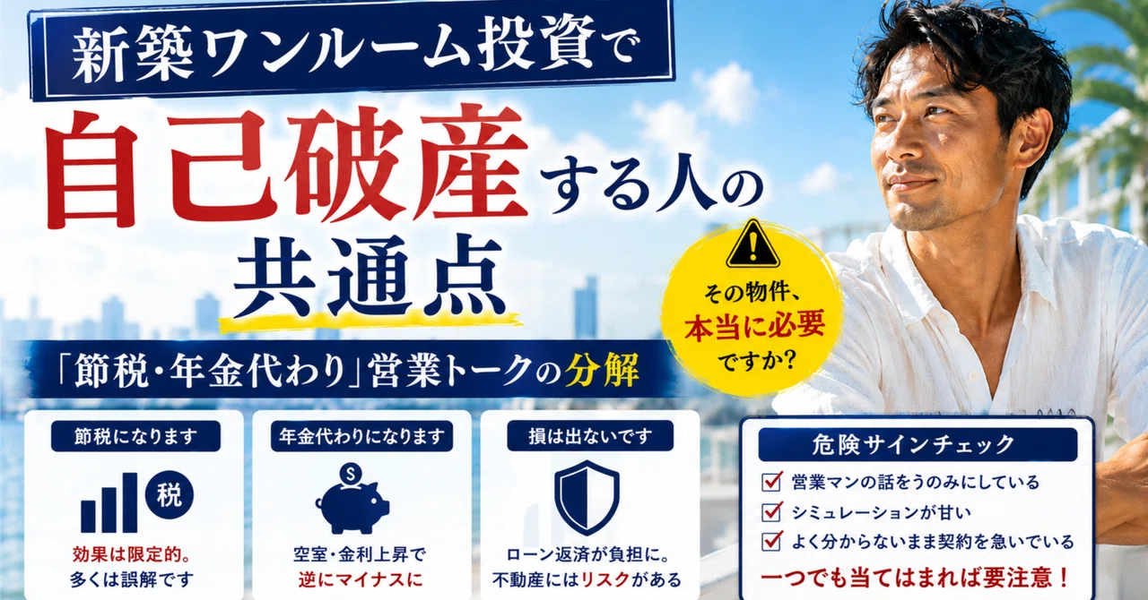 新築ワンルーム投資で自己破産する人の共通点｜「節税・年金代わり」営業トークの分解