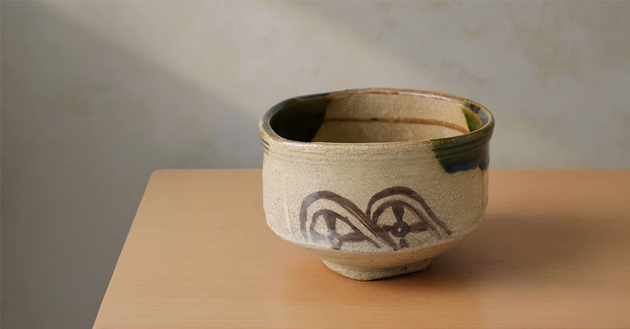 美品 宮地成和 織部焼 茶碗 共箱 栞 人気の美濃焼 織部茶碗 茶碗 織部