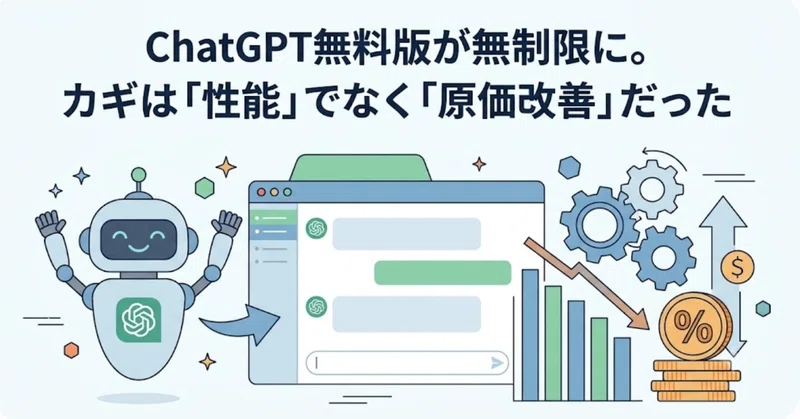 ChatGPT無料版が無制限に。カギは「性能」でなく「原価改善」だった