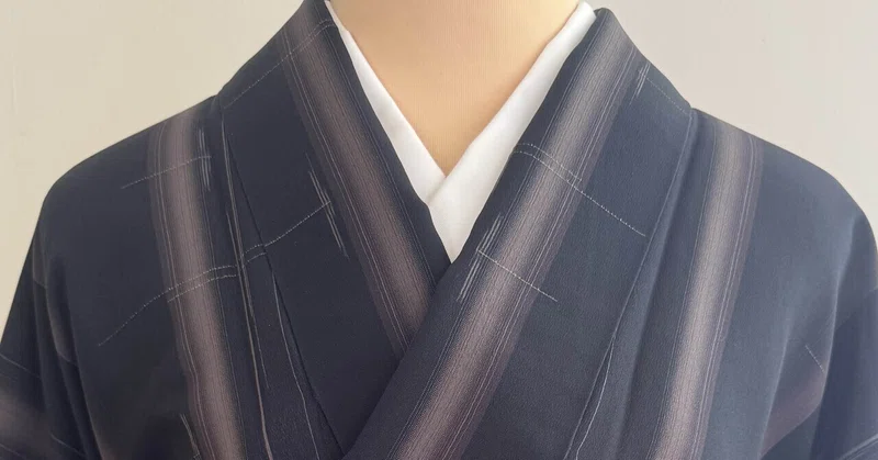 茶色に蜻蛉の図明石縮着物
