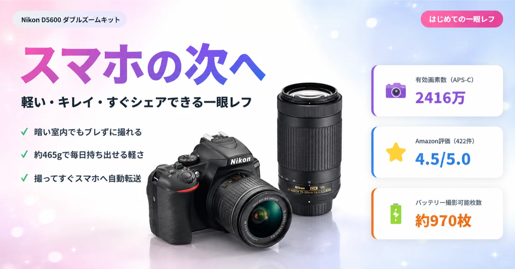 スマホの写真、もう限界かも」──Nikon D5600が“はじめての一眼レフ