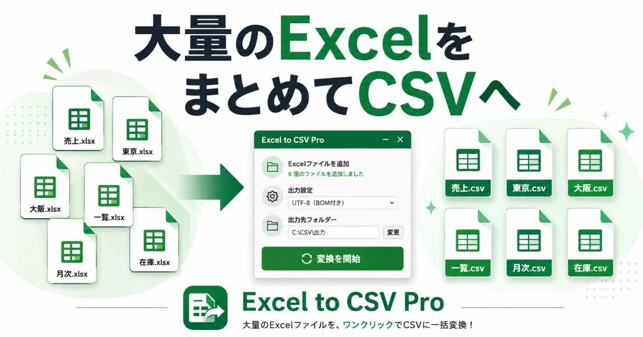 大量のExcelを1つずつCSVに変換するのが面倒な方へ｜Excel to CSV Pro｜ojichiku