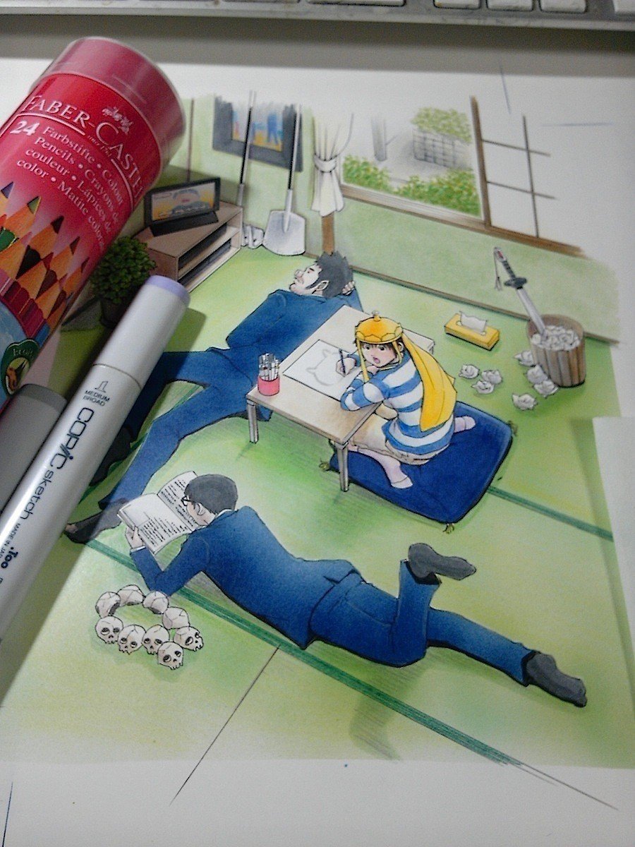 西向きマイルーム カバー絵 5 完成 若狭たけし 漫画家 Note 西向きマイルーム カバー絵 5 完成 若狭たけし 漫画家 Note