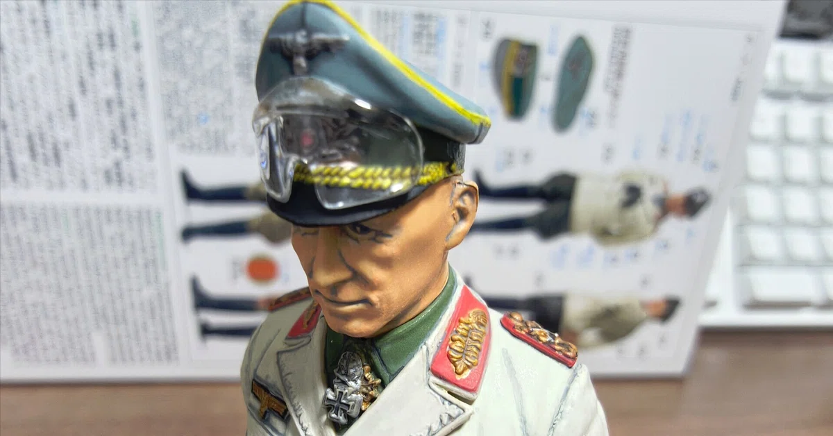 アクリルマーカーでタミヤ1/16 ドイツ・アフリカ軍団 ロンメル元帥を