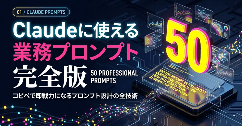Claudeに使える業務プロンプト完全版50選——コピペで即戦力になるプロンプト設計の全技術