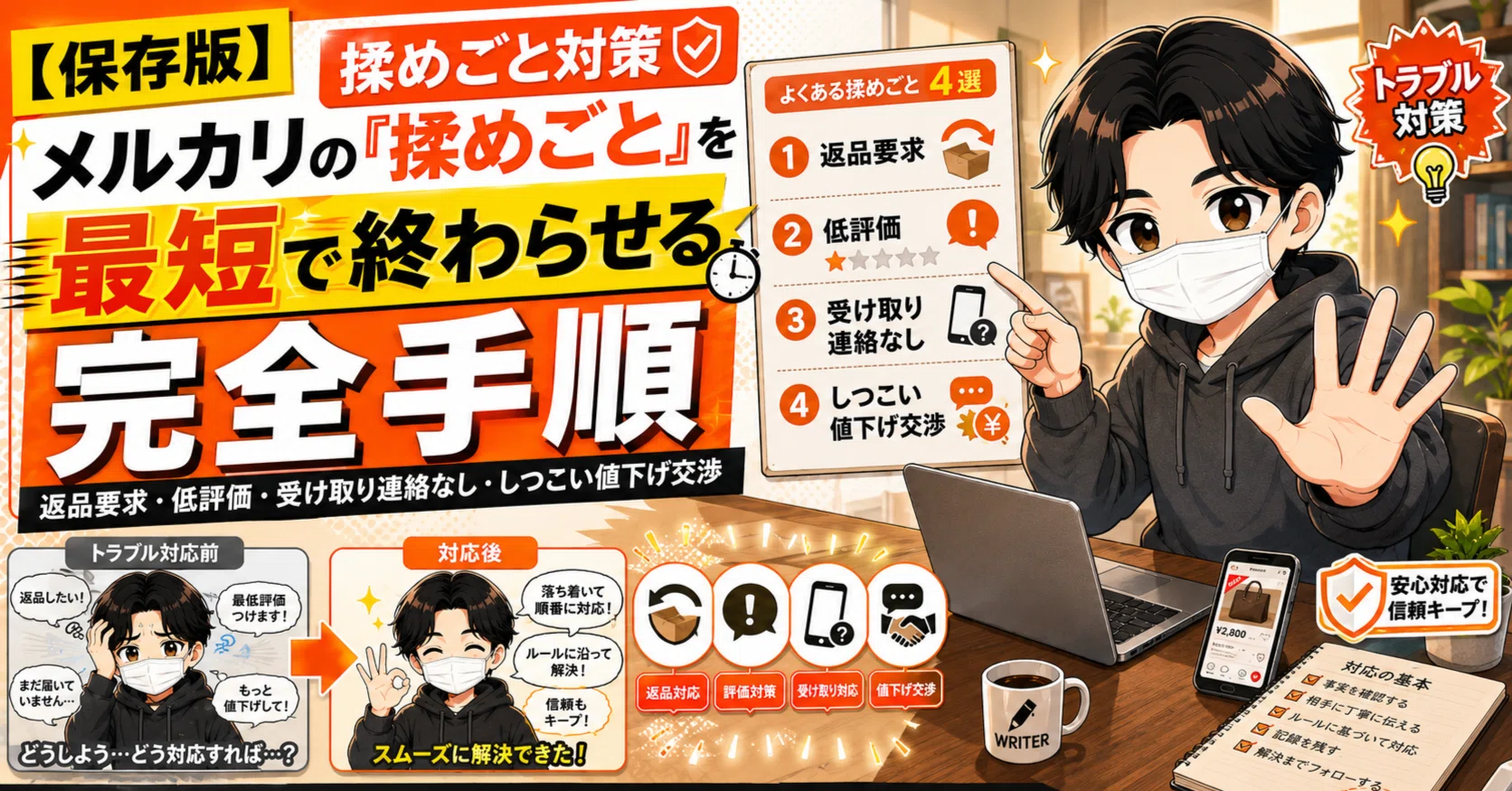 保存版】メルカリの「揉めごと」を最短で終わらせる完全手順｜返品要求