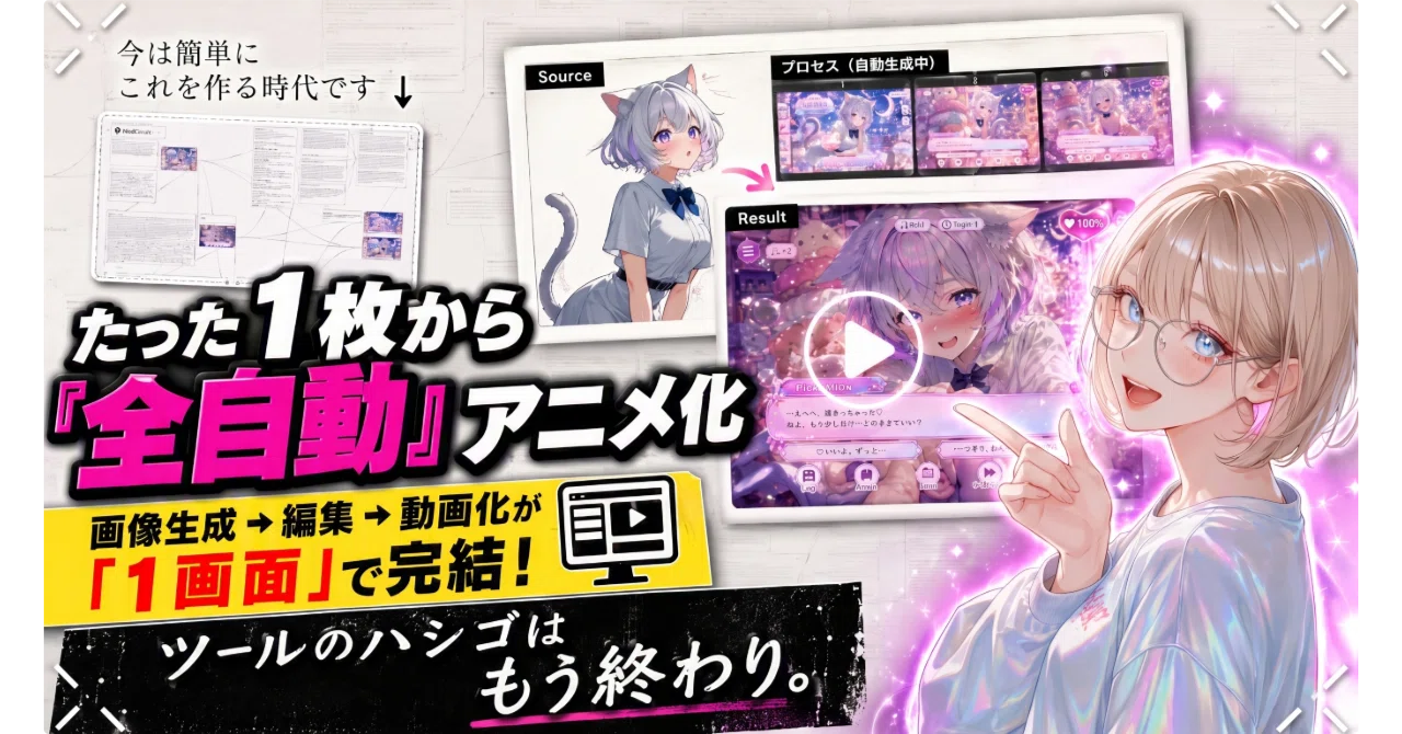 2026年最新】1枚の画像から「ガチャ・会話UI・音声動画」まで全自動