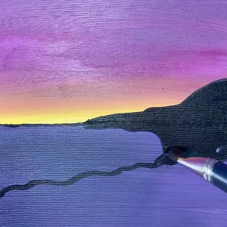 アクリル絵の具を使用した 紫色に輝く空 の描き方 初心者が簡単に絵を描く方法 Junya Art Note