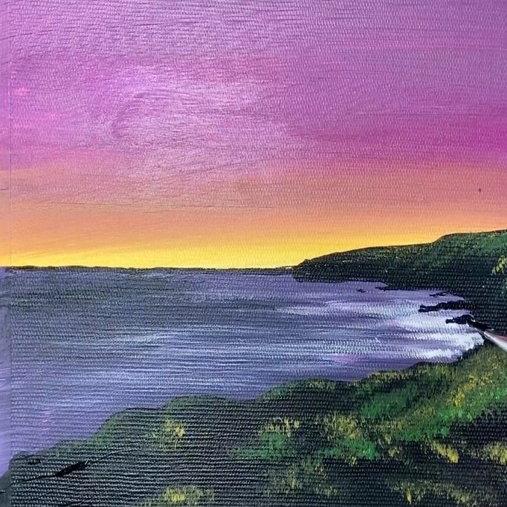 アクリル絵の具を使用した 紫色に輝く空 の描き方 初心者が簡単に絵を描く方法 Junya Art Note