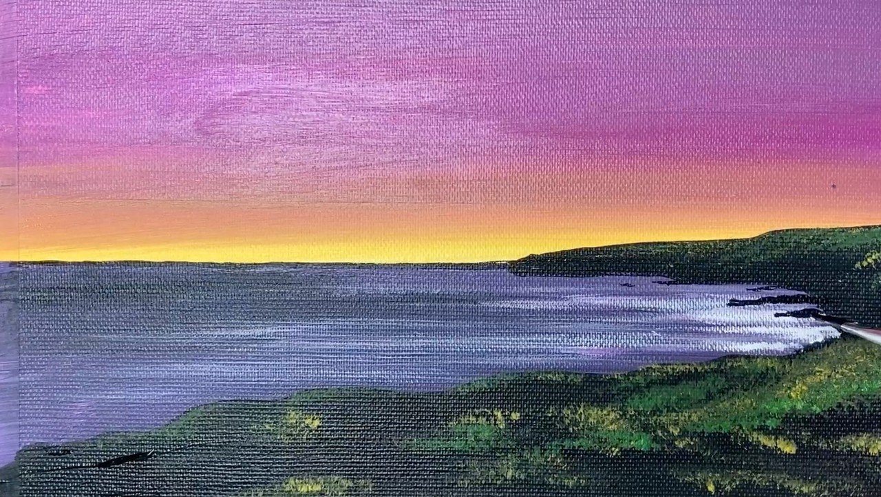 アクリル絵の具を使用した 紫色に輝く空 の描き方 初心者が簡単に絵を描く方法 Junya Art Note アクリル絵の具を使用した 紫色に輝く空 の描き方 初心者が簡単に絵を描く方法 Junya Art Note