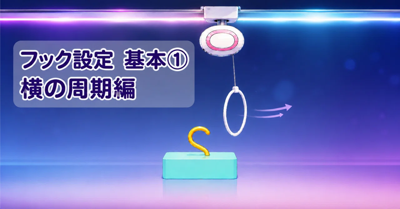 クレーンゲームのOリングフック設定の基本的な取り方①【横の周期編