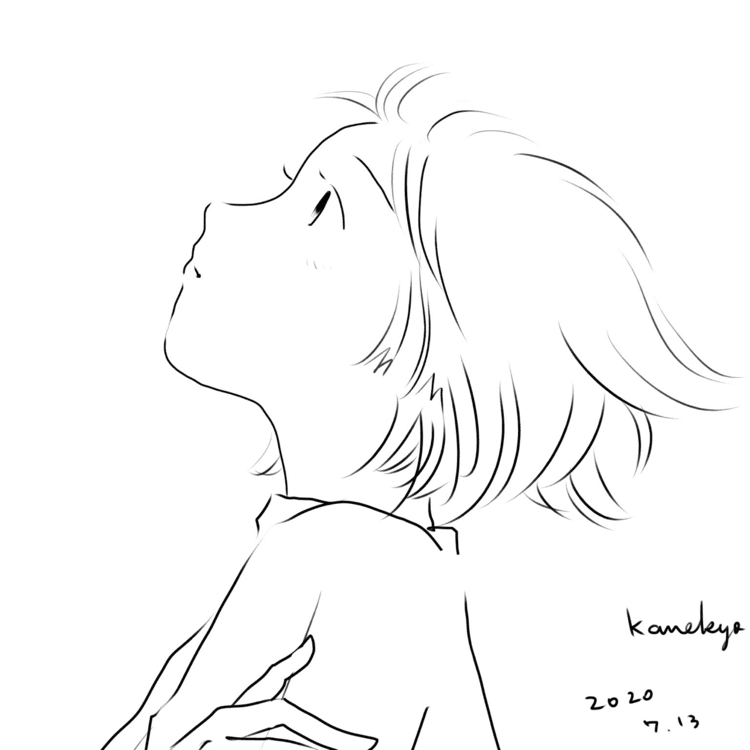 今日（昨日）は忙しかったのでこれだけ。おやすみなさい。　
#イラスト　#女の子　#風　#medibangpaint #横顔　#換気良し　　　#風を集めて